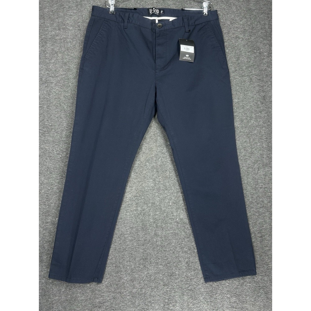 U-510 Pants Mens 36x27 Navy Blue stretch Chino‎ Preppy Everyday Under 5'10